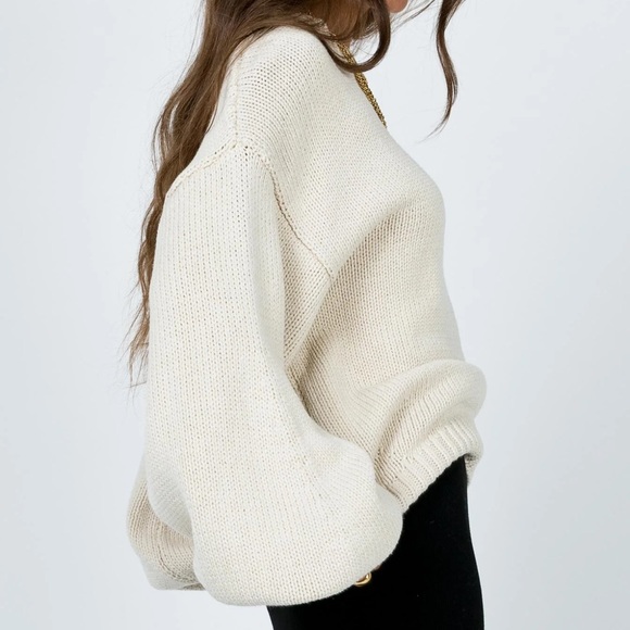 Princess Polly Harmony Balloon Sleeve Knit Sweater Beige / Size S/M - Picture 2 of 8